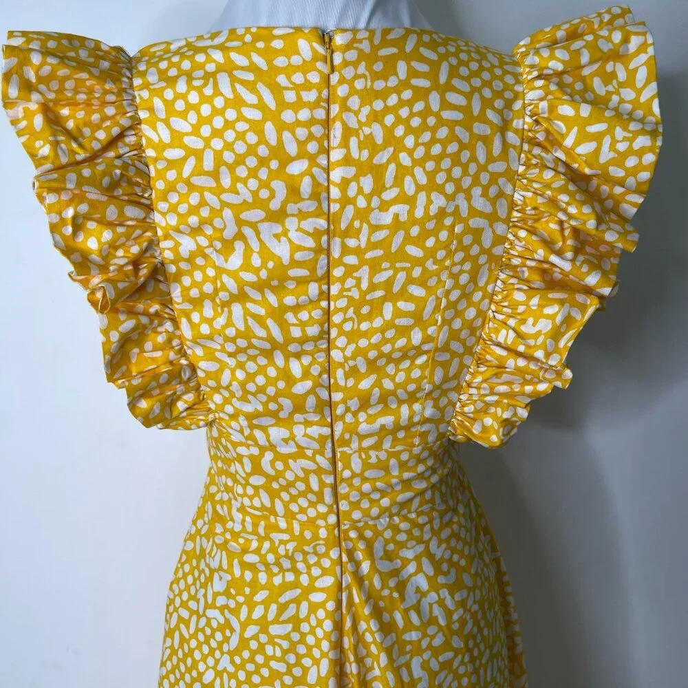 SIKA by Anthropologie Women's Yellow Marigold Ruffled Maxi Dress Size 4P - Picture 11 of 16